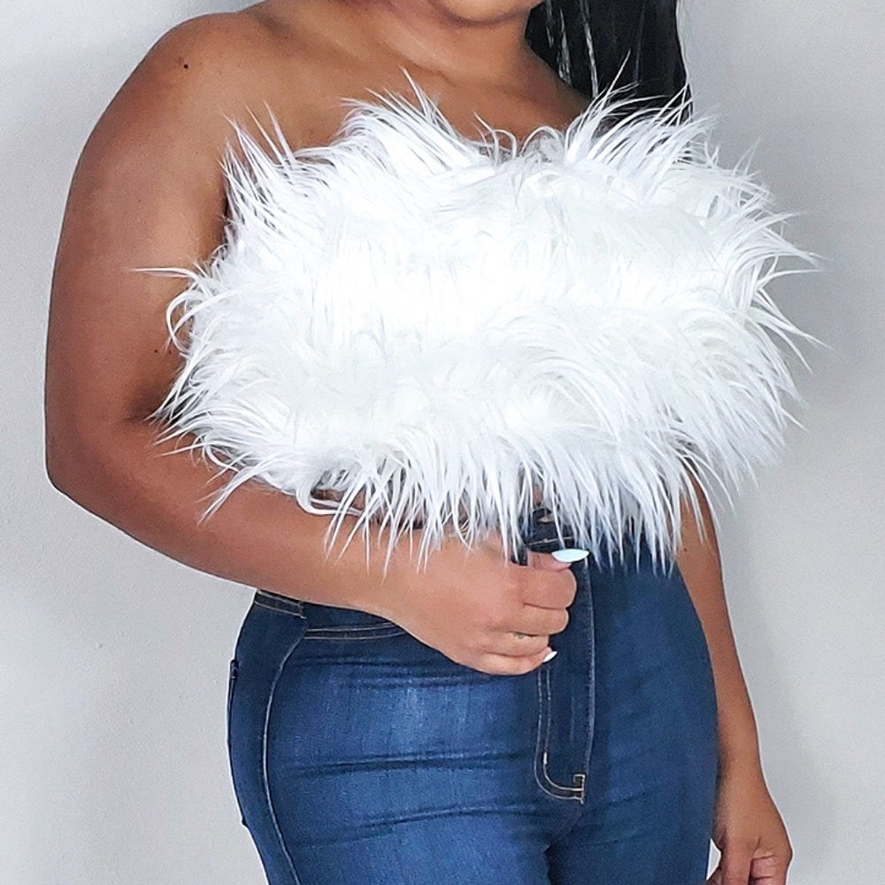 "Shaggy" Faux fur Tube top - Picture 3 of 3